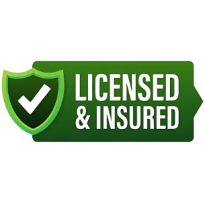 Green badge reading "LICENSED & INSURED" with a shield and checkmark on the left.