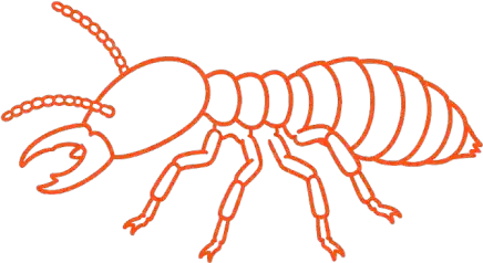 Termites inside a red crosshair target, symbolizing pest control.