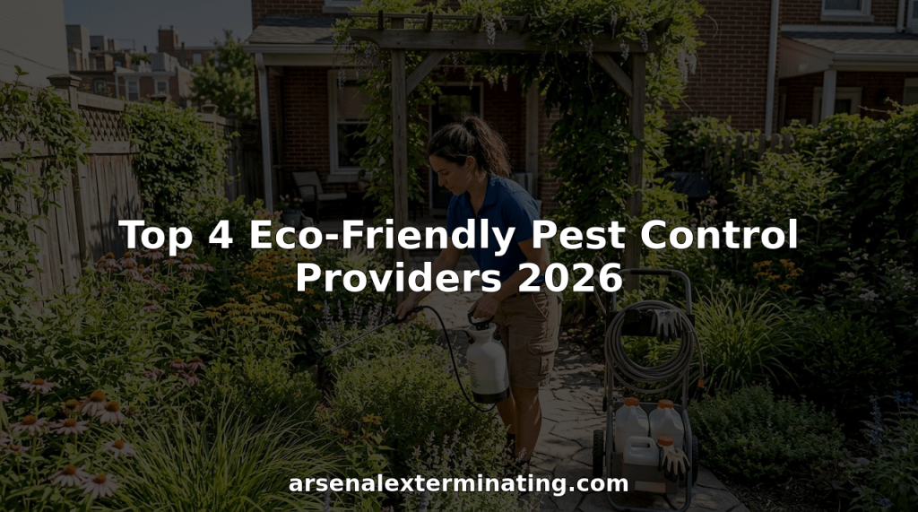 Technician applying eco-friendly pest control treatment outdoors